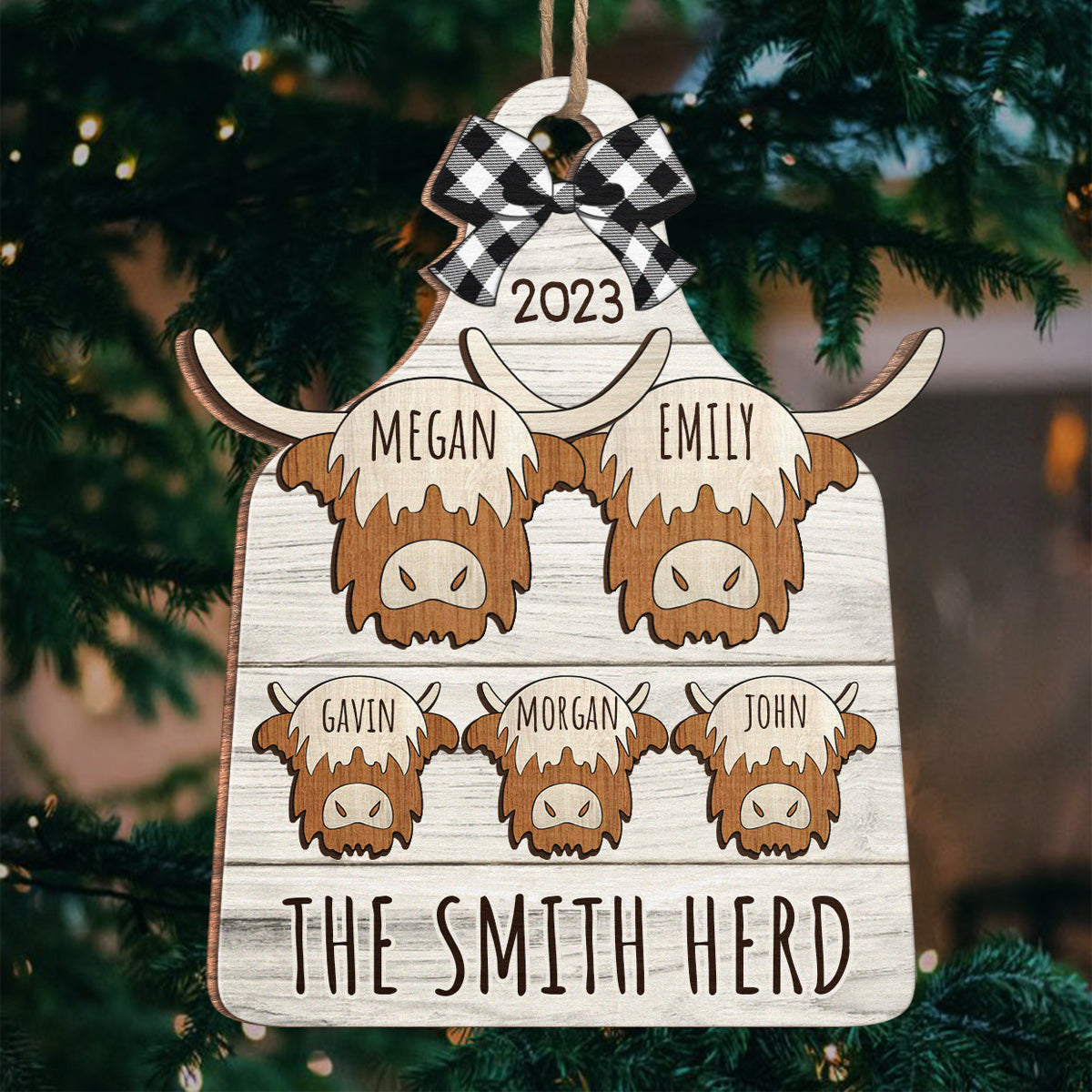 Nous avons un troupeau - Ornement personnalisé pour la famille - Forme en bois personnalisée - Cadeau de Noël pour les membres de la famille