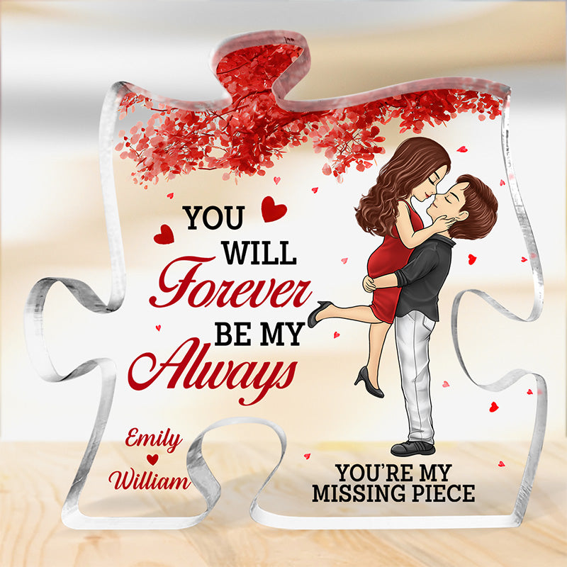 De notre premier baiser jusqu'à notre dernier souffle - Plaque acrylique personnalisée en forme de puzzle pour couple - Cadeau de Noël pour mari et femme, anniversaire