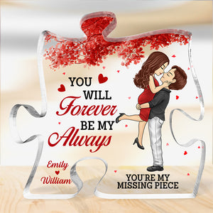 De notre premier baiser jusqu'à notre dernier souffle - Plaque acrylique personnalisée en forme de puzzle pour couple - Cadeau de Noël pour mari et femme, anniversaire