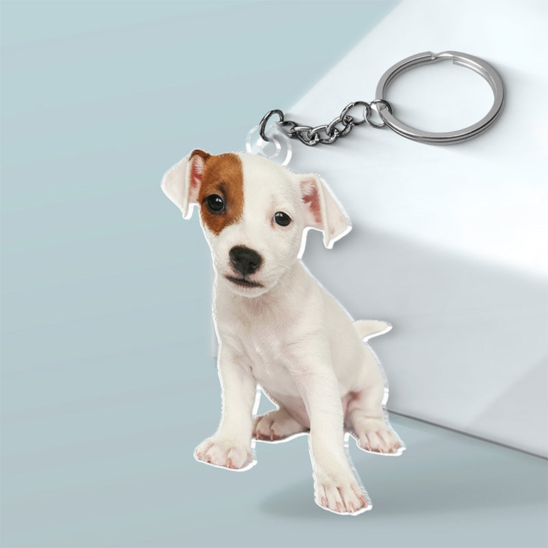 Porte-clés personnalisé en acrylique avec photo « Le bonheur est un chiot chaleureux » pour chien et chat – Cadeau pour propriétaires et amoureux des animaux