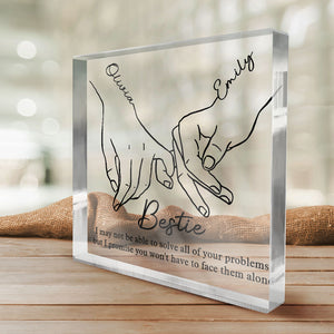Je serai là, promesse rose - Plaque acrylique carrée personnalisée pour meilleure amie - Cadeau pour meilleures amies, meilleures amies, sœurs