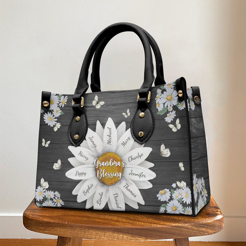 Bénédiction de grand-mère - Sac à main en cuir personnalisé pour la famille - Cadeau d'anniversaire pour grand-mère