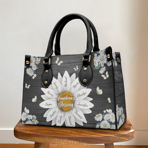 Bénédiction de grand-mère - Sac à main en cuir personnalisé pour la famille - Cadeau d'anniversaire pour grand-mère