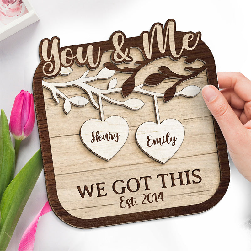 La meilleure chose à propos de moi, c'est toi - Plaque en bois personnalisée à 2 couches avec support pour couple - Cadeau de pendaison de crémaillère pour mari et femme, anniversaire