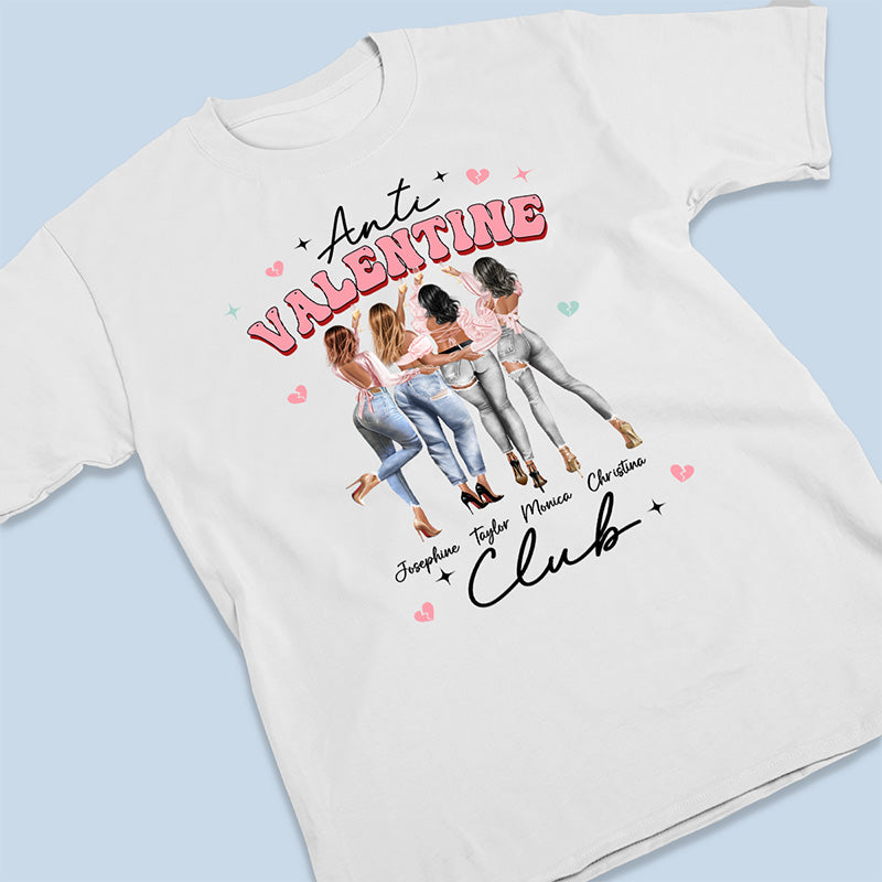Anti Valentine Club - T-shirt, sweat à capuche et sweat-shirt unisexe personnalisé Bestie - Cadeau de Saint-Valentin pour meilleures amies, meilleures amies, sœurs