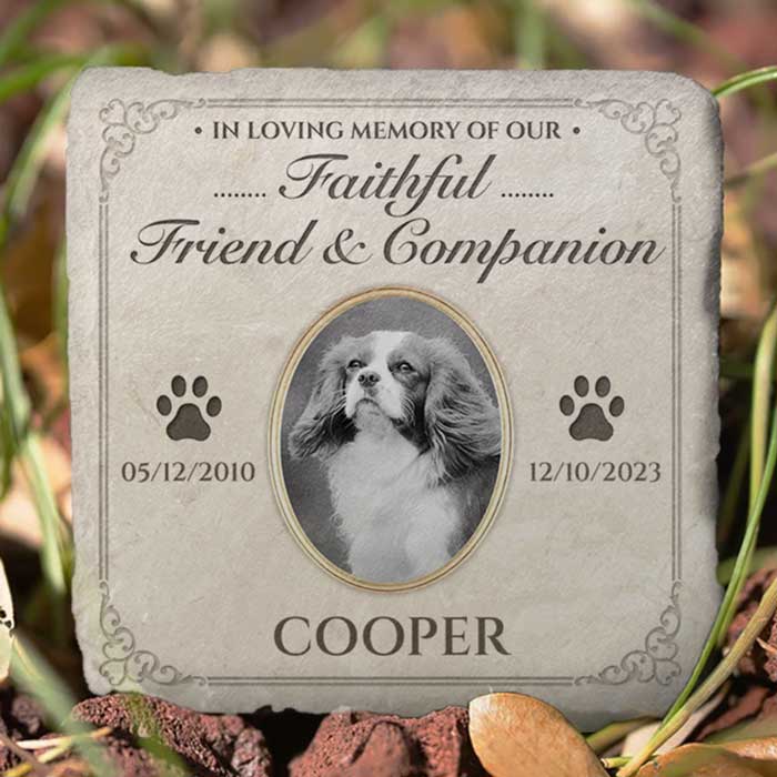 Photo personnalisée de notre compagnon reconnaissant - Pierre commémorative personnalisée - Cadeau de condoléances, cadeau pour propriétaire d'animal de compagnie, amoureux des animaux