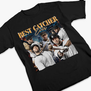 T-shirt, sweat à capuche et sweat-shirt unisexe personnalisé avec photo « Meilleur receveur de tous les temps » - Cadeau pour joueurs et passionnés de baseball