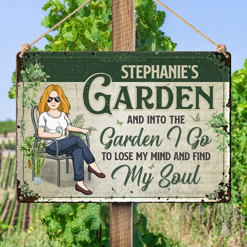 Perdez la tête, trouvez mon âme ici - Panneau en métal personnalisé pour décoration de jardin - Cadeau de pendaison de crémaillère pour les amateurs de jardinage