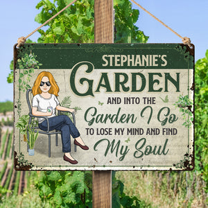 Perdez la tête, trouvez mon âme ici - Panneau en métal personnalisé pour décoration de jardin - Cadeau de pendaison de crémaillère pour les amateurs de jardinage