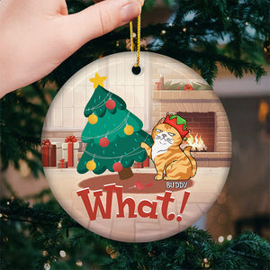 Oh sapin de Noël, vos décorations appartiennent à l'histoire - Ornement personnalisé en forme de chat - Forme ronde en céramique - Cadeau de Noël pour les propriétaires d'animaux et les amoureux des animaux