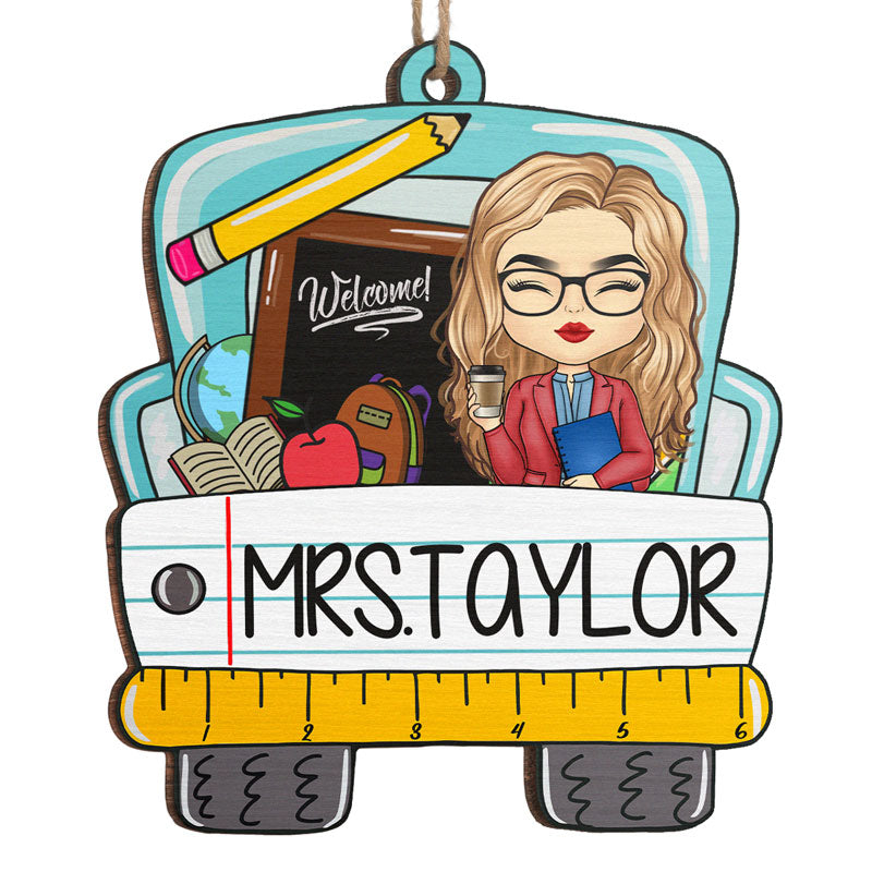 Meilleur enseignant de tous les temps - Décoration personnalisée pour enseignant - Forme en bois personnalisée - Cadeau de Noël pour enseignant
