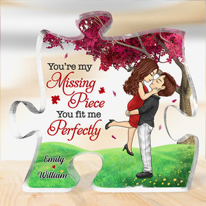 Tu me complète et fais de moi une meilleure personne - Plaque acrylique personnalisée en forme de puzzle pour couple - Cadeau de Noël pour mari et femme, anniversaire