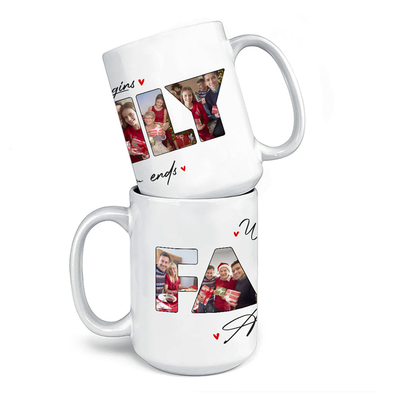 Là où l'amour ne finit jamais - Mug personnalisé pour la famille - Cadeau pour les membres de la famille