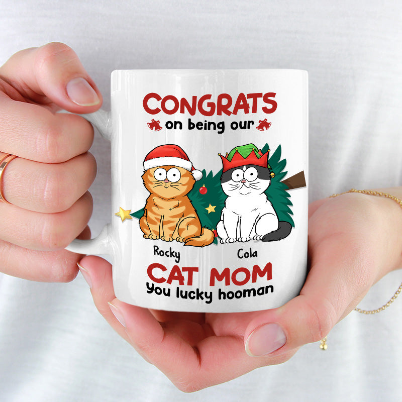 Félicitations pour être mes parents ! Mug personnalisé avec chat ! Cadeau de Noël pour les propriétaires et les amoureux des animaux.