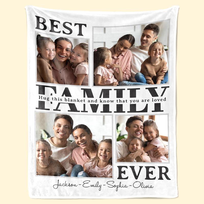 Couverture personnalisée avec photo de la meilleure famille de tous les temps - Cadeau pour les membres de la famille