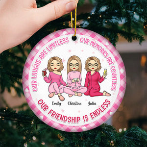 Je porte du rose pour ma meilleure amie - Ornement personnalisé pour ma meilleure amie - Forme ronde en céramique - Cadeau de Noël pour meilleures amies, meilleures amies, sœurs