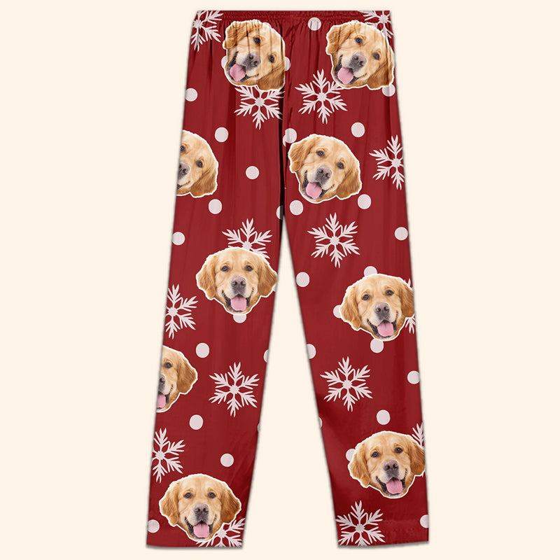 Pyjama personnalisé avec photo « Soyez joyeux et brillez de mille feux » - Pantalon de pyjama personnalisé avec photo de visage pour chien et chat - Cadeau de Noël pour les propriétaires et les amoureux des animaux