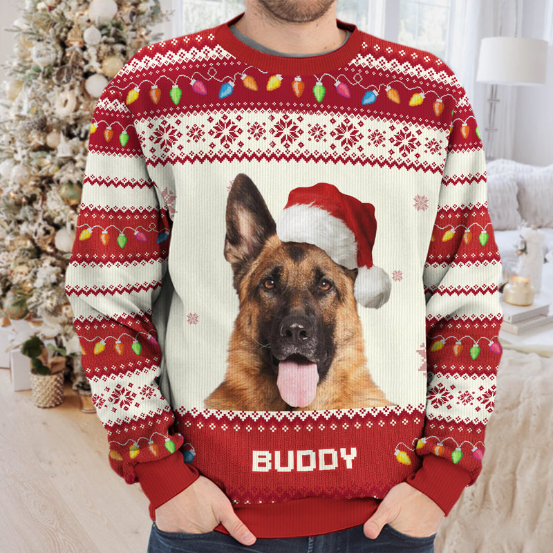 Sweat-shirt personnalisé avec photo de votre animal de compagnie - Cadeau de Noël pour les propriétaires et les amoureux des animaux