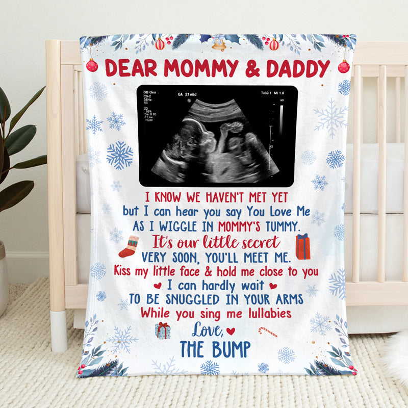 Couverture personnalisée pour bébé avec photo « Notre petit secret » - Cadeau de Noël pour les premiers parents