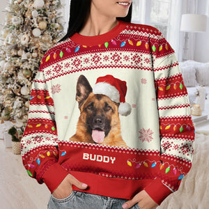 Sweat-shirt personnalisé avec photo de votre animal de compagnie - Cadeau de Noël pour les propriétaires et les amoureux des animaux