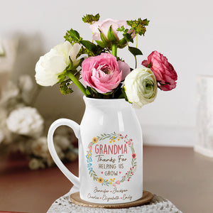 Merci de nous aider à grandir ! Vase à fleurs personnalisé pour la décoration intérieure de votre famille ! Cadeau de pendaison de crémaillère pour grand-mère et maman.