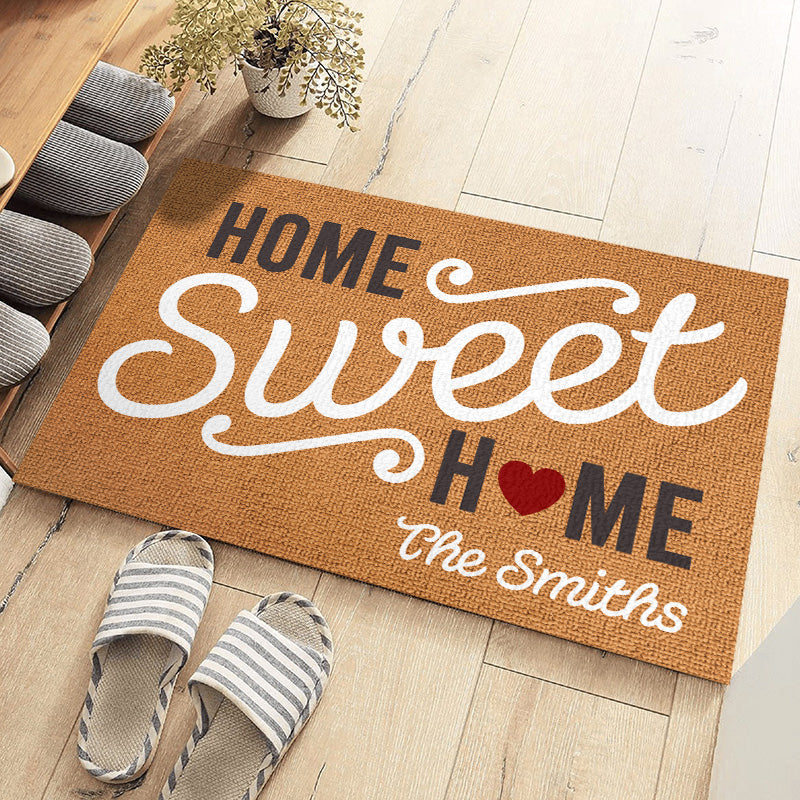 Home Sweet Home - Tapis décoratif personnalisé pour la maison - Cadeau de pendaison de crémaillère pour les membres de la famille