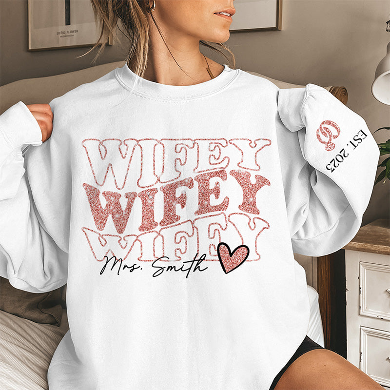 Chaque jour je suis avec toi, je t'aime plus - Sweat-shirt unisexe personnalisé pour couple avec motif sur la manche - Cadeau pour mari, femme, anniversaire