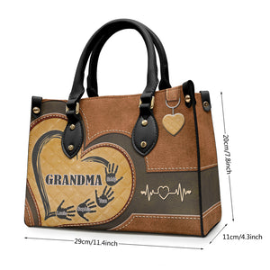 Grand-mère, on t'aime toujours - Sac à main en cuir personnalisé pour la famille - Cadeau pour grand-mère
