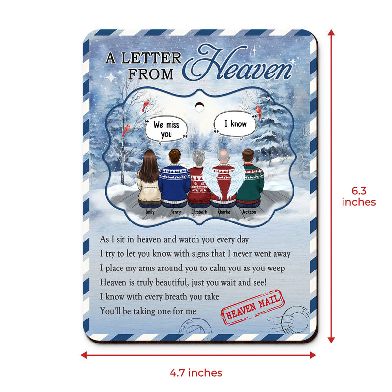 Heaven Mail - Carte commémorative personnalisée en bois avec ornement amovible - Cadeau de Noël, cadeau de condoléances pour les membres de la famille