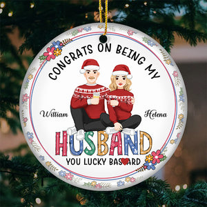 Tu es mon souhait de Noël - Ornement personnalisé pour couple - Forme ronde en céramique - Cadeau de Noël pour mari et femme, anniversaire