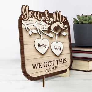 La meilleure chose à propos de moi, c'est toi - Plaque en bois personnalisée à 2 couches avec support pour couple - Cadeau de pendaison de crémaillère pour mari et femme, anniversaire