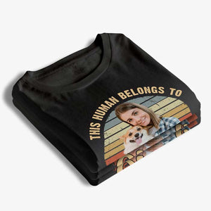 Photo personnalisée « J'appartiens à cet ami à quatre pattes » - T-shirt unisexe personnalisé, sweat à capuche, sweat-shirt - Cadeau pour propriétaires d'animaux et amoureux des animaux