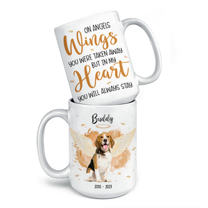 Photo personnalisée dans mon cœur, tu resteras toujours - Tasse personnalisée commémorative - Cadeau de condoléances pour les propriétaires d'animaux de compagnie et les amoureux des animaux