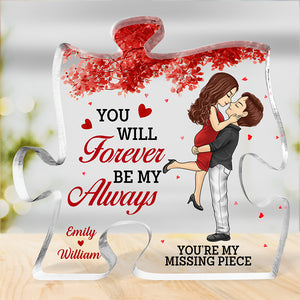 De notre premier baiser jusqu'à notre dernier souffle - Plaque acrylique personnalisée en forme de puzzle pour couple - Cadeau de Noël pour mari et femme, anniversaire