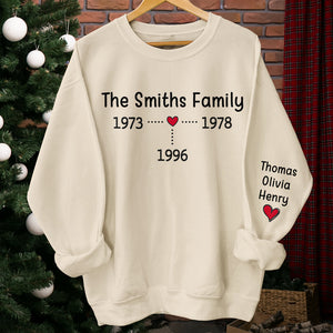 Family Forever - Family Personalized Custom Unisex Sweatshirt With Design On Sleeve - Christmas Gift For Family Members