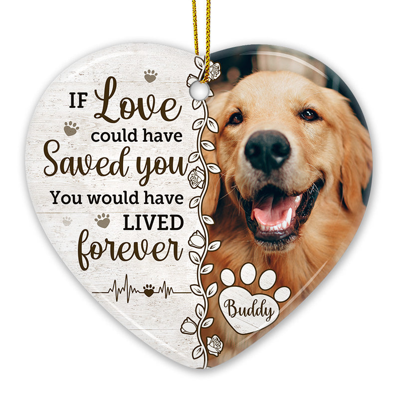 Ornement photo personnalisé en céramique - Cadeaux de condoléances commémoratifs de Noël personnalisés pour chiens et chats - Vous auriez vécu pour toujours