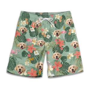 Custom Photo Dose Of Vitamin Sea - Dog & Cat Personalized Custom Tropical Hawaiian Aloha Men Beach Shorts - Summer Vacation Gift, Birthday Party Gift For Pet Owners, Pet Lovers
