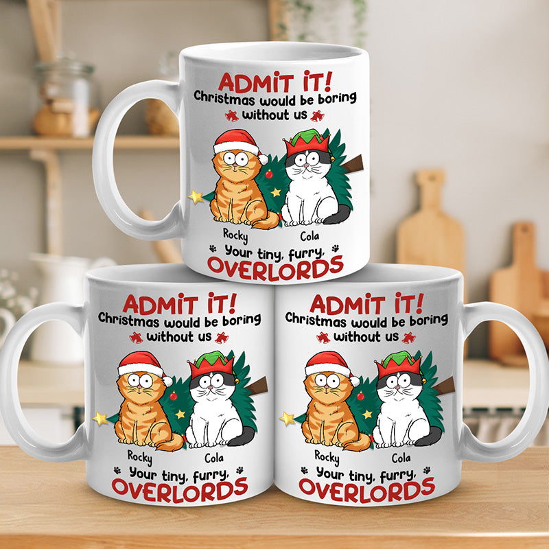 Sur la liste des vilains, nous ne regrettons rien - Mug personnalisé pour chat - Cadeau de Noël pour les propriétaires d'animaux et les amoureux des animaux