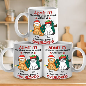 Sur la liste des vilains, nous ne regrettons rien - Mug personnalisé pour chat - Cadeau de Noël pour les propriétaires d'animaux et les amoureux des animaux