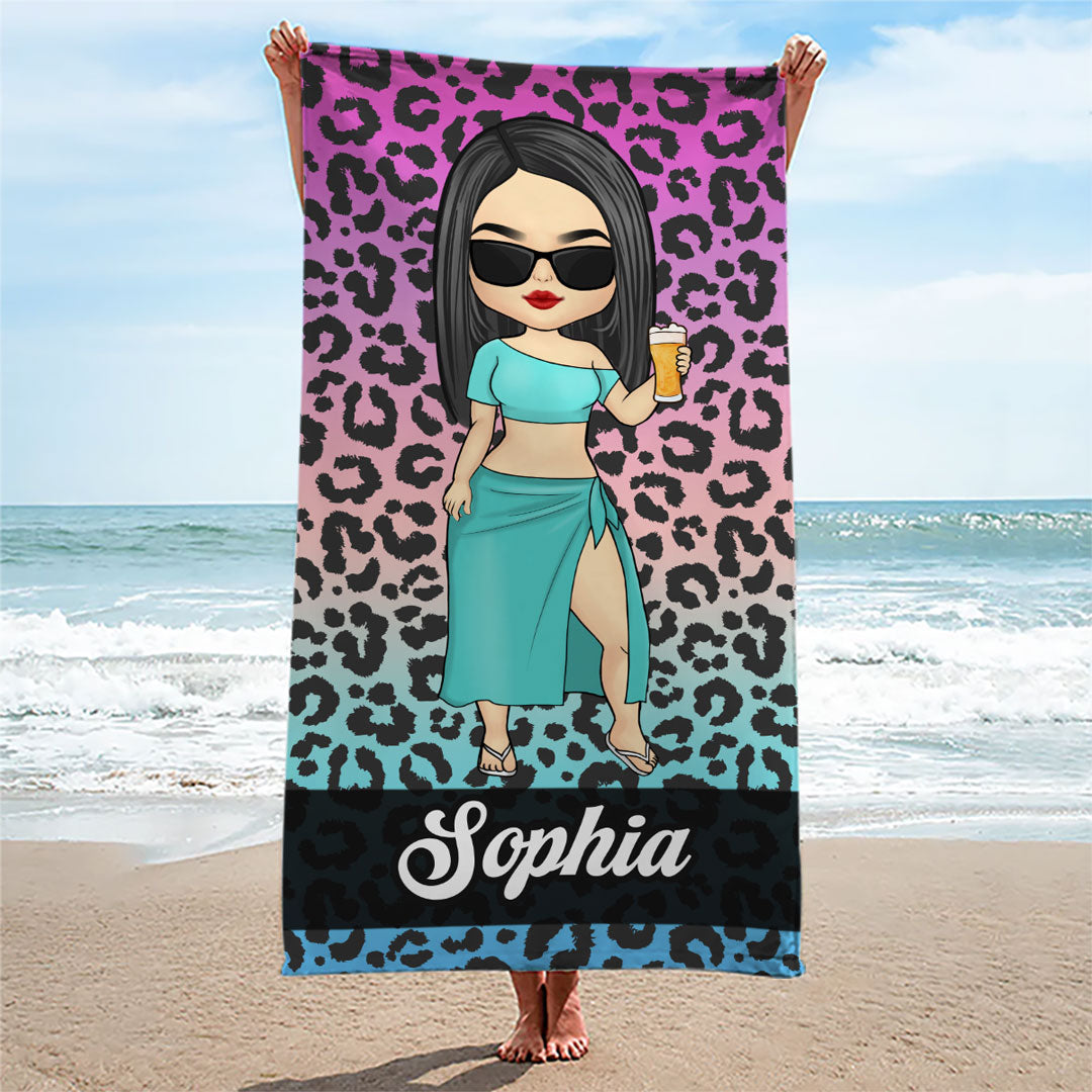 Serviette de plage personnalisée « Soleil infini, plaisir infini » – Cadeau pour les meilleures amies, les meilleures amies et les sœurs