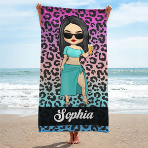 Serviette de plage personnalisée « Soleil infini, plaisir infini » – Cadeau pour les meilleures amies, les meilleures amies et les sœurs