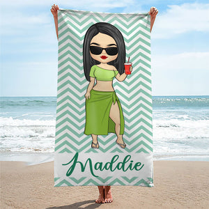 Le bonheur arrive par vagues - Serviette de plage personnalisée Bestie - Cadeau pour meilleures amies, meilleures amies, sœurs