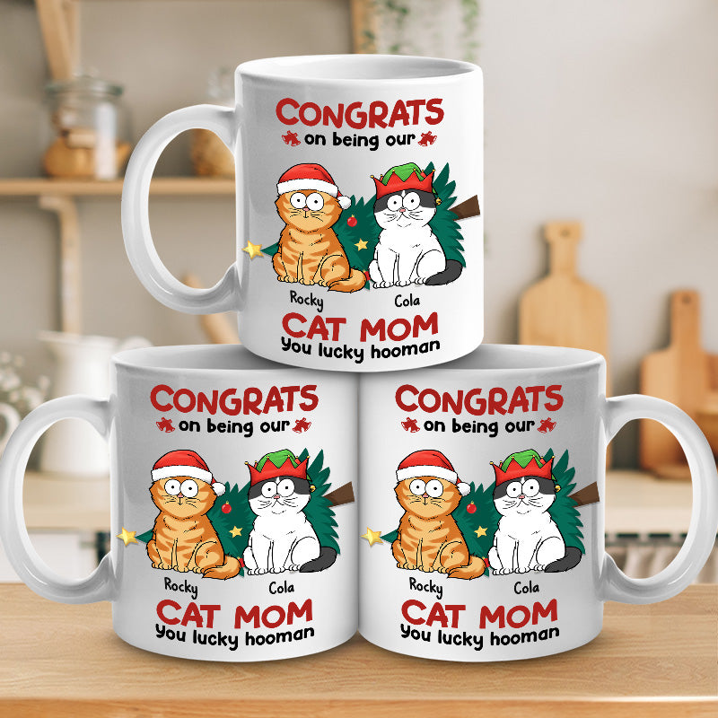 Félicitations pour être mes parents ! Mug personnalisé avec chat ! Cadeau de Noël pour les propriétaires et les amoureux des animaux.