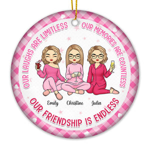 Je porte du rose pour ma meilleure amie - Ornement personnalisé pour ma meilleure amie - Forme ronde en céramique - Cadeau de Noël pour meilleures amies, meilleures amies, sœurs