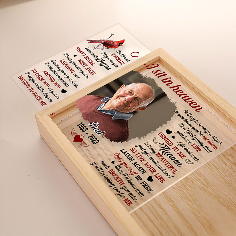 Photo personnalisée « Mon cœur divisé en deux » – Cadre photo personnalisé avec lumière – Cadeau de condoléances pour les proches