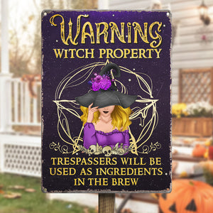 Avertissement Sorcière Propriété - Décoration d'intérieur personnalisée en métal - Cadeau d'Halloween pour les sorcières, vous-même