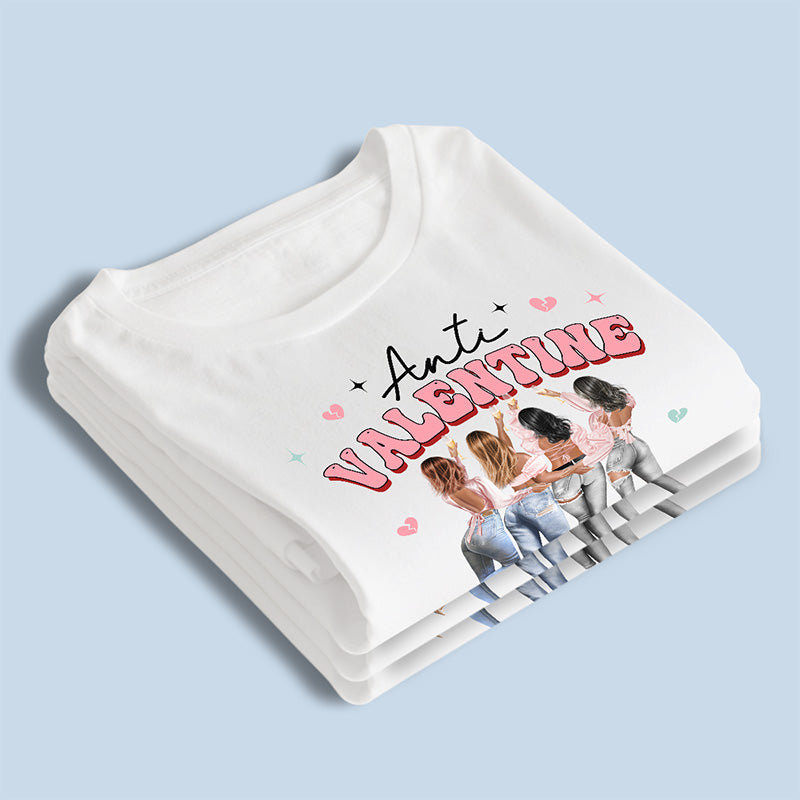 Anti Valentine Club - T-shirt, sweat à capuche et sweat-shirt unisexe personnalisé Bestie - Cadeau de Saint-Valentin pour meilleures amies, meilleures amies, sœurs