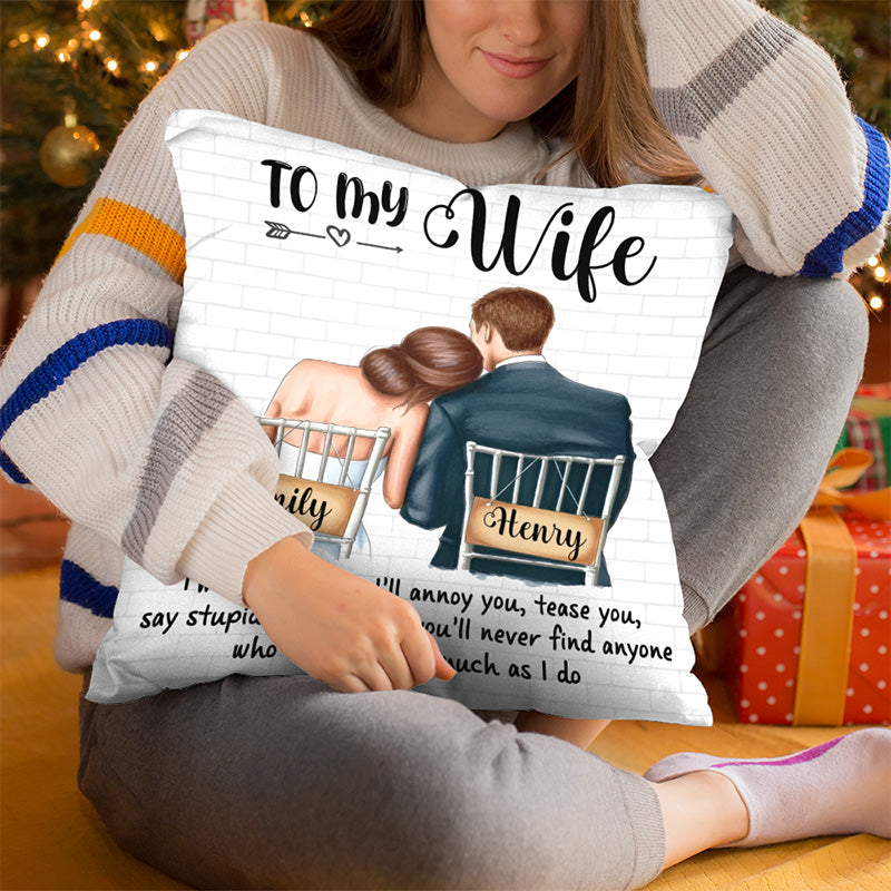 À ma femme, je vais t'ennuyer - Coussin personnalisé pour couple - Cadeau de Noël pour mari et femme, anniversaire
