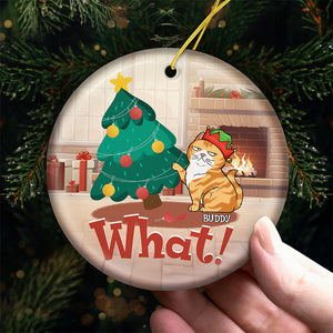 Oh sapin de Noël, vos décorations appartiennent à l'histoire - Ornement personnalisé en forme de chat - Forme ronde en céramique - Cadeau de Noël pour les propriétaires d'animaux et les amoureux des animaux