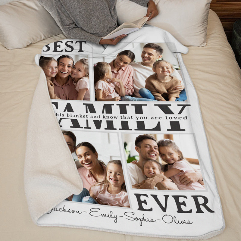 Couverture personnalisée avec photo de la meilleure famille de tous les temps - Cadeau pour les membres de la famille